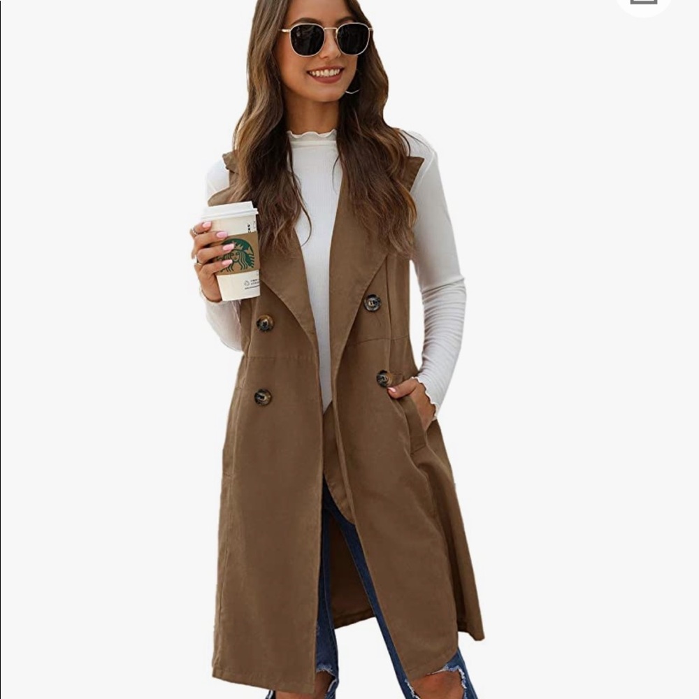 Shein Long Vest Khaki Jacket